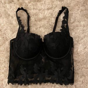 VICTORIAS SECRET BLACK LACE BUSTIER 34 C